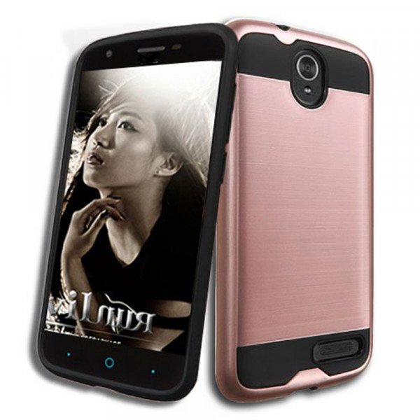 Wholesale ZTE Grand X3 Z959 Iron Shield Hybrid Case (Rose Gold)